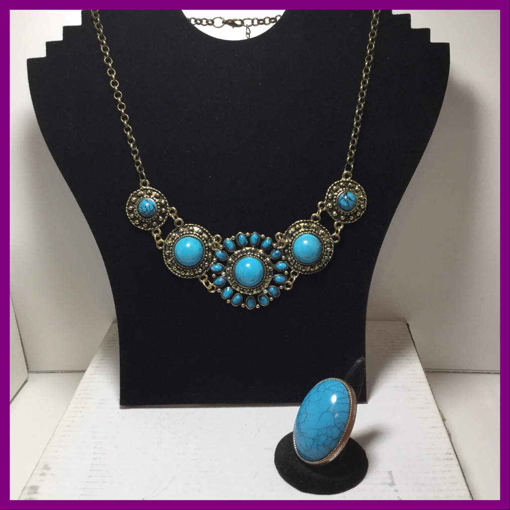 Statement Necklace & Ring Set